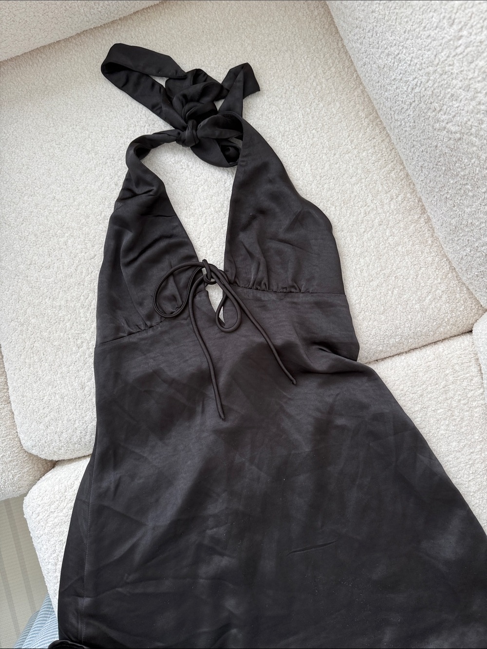 Princess Polly Black Halter Satin Slip Dress